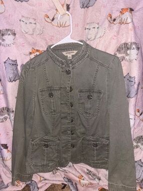 St. John's Bay green jean jacket (petite)